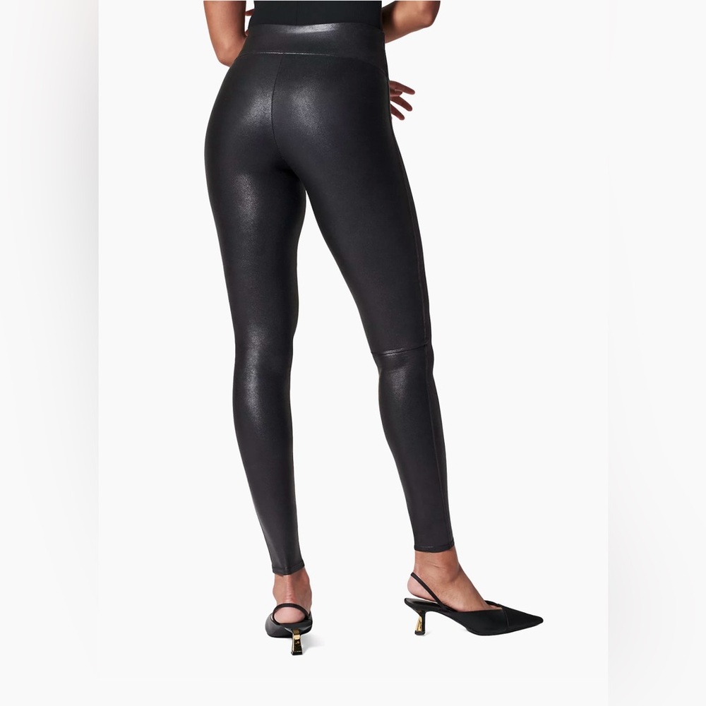 SPANX Black High-Waisted Faux Leather Leggings